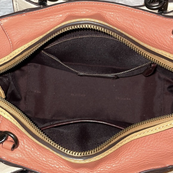 New Coach Dreamer Whipstitch Leather Satchel Bag Purse in Colorblock Tan - Picture 14 of 16